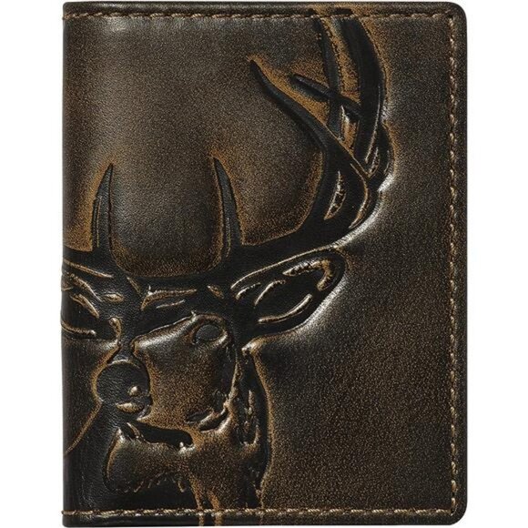 Bifold Card Case Front Pocket Wallet | Full Grain Leather With Burnished Finish - Picture 1 of 7